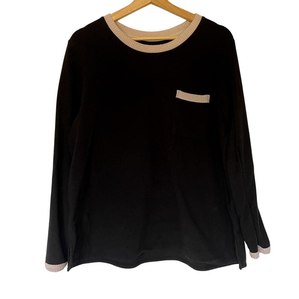 CuddlDuds black pink fleece women's size large long‎ sleeved top casual comfort
